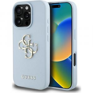 Etui Guess Grained Big 4G Small Classic Logo do iPhone 16 Pro Max, niebieskie