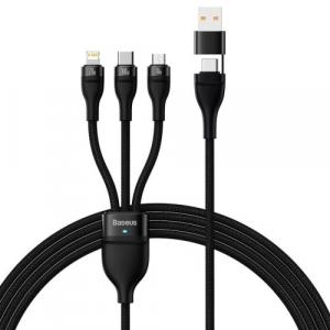 Kabel Baseus Flash Series II 3w1 USB-C / USB-A do USB-C/Lightning/MicroUSB - 1,2m, 100 W, czarny