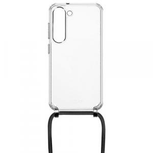 Etui FIXED Pure Neck do Galaxy S23, przezroczyste ze smyczą czarną