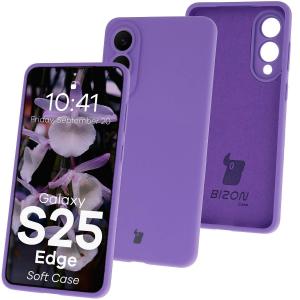 Silikonowe etui Bizon Soft Case do Galaxy S25 Edge, fioletowe