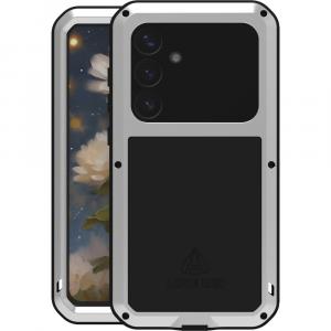 Etui pancerne + szkło LOVE MEI Powerful do Galaxy S25 Plus, srebrne
