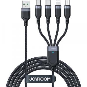 Kabel USB Joyroom 4w1 USB-A do 2x USB-C / Lightning / MicroUSB, 3.5A, 1.2m, czarny