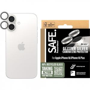 Szkło hartowane na aparat Safe by PanzerGlass Camera Lens Protector do iPhone 16 / 16 Plus, brokatowe-srebrne