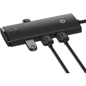 Hub, adapter Baseus Lite Series USB na 4x USB 3.0 i USB-C, 25cm, czarny