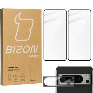 2x Szkło + szybka na aparat BIZON Edge 2 Pack do Pixel 8 Pro