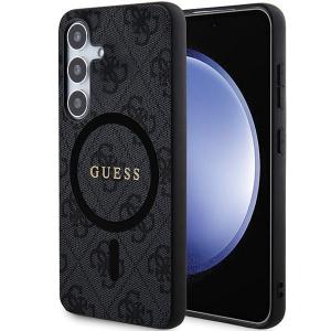 OUTLET: Etui Guess Hardcase 4G Leather Metal Logo MagSafe do Galaxy S24 Plus, czarne