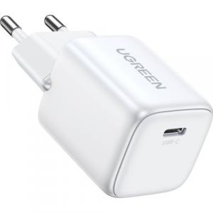 Szybka ładowarka sieciowa GaN do telefonu Ugreen Nexode Mini USB-C, QC 4.0, PD, 30W, biała