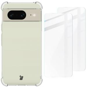 Etui + 2x szkło Bizon Case Clear Pack do Google Pixel 8, przezroczyste