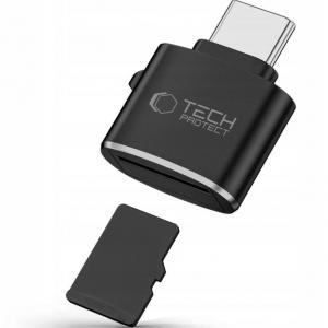 Adapter USB-C - czytnik kart microSD, Tech-Protect Ultraboost Type-C to Card Reader, czarny