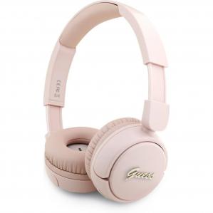 Bezprzewodowe słuchawki nauszne Guess Metal Logo Script Logo Bluetooth 5.3, różowe
