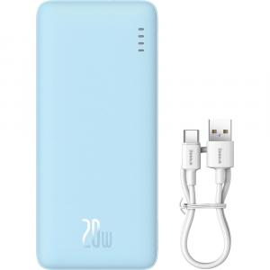 Powerbank Baseus Airpow 20000mAh PD 20W + kabel USB-A / USB-C, jasnoniebieski