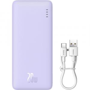 Powerbank Baseus Airpow 20000mAh PD 20W + kabel USB-A / USB-C, fioletowy