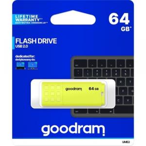 Pendrive USB-A 2.0, GOODRAM UME2 64 GB, 20MB/s, żółty