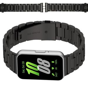 Pasek ze stali nierdzewnej Bizon Strap Watch Aura do Galaxy Fit 3, czarny