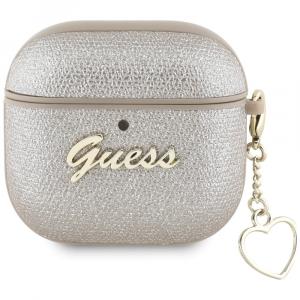 Etui z brelokiem Guess Metallic Script Charm do AirPods 4, złote