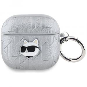 Etui Karl Lagerfeld Monogram Choupette Head do AirPods 4, srebrne