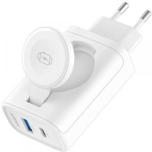 Ładowarka sieciowa 3mk Hardy Charger 33W, 1x USB-A/USB-C do iPhone/Apple Watch, PD, QC, biała