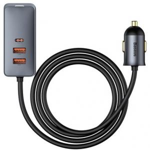 OUTLET: Ładowarka samochodowa z rozgałęźnikiem Baseus Share Together 2x USB-A, 2x USB-C, 4x 30W, QC, PD, szara