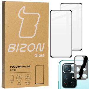 Szkło hartowane Bizon Glass Edge - 2 sztuki + ochrona na obiektyw, Poco M4 Pro 5G / Redmi Note 11S 5G, czarne