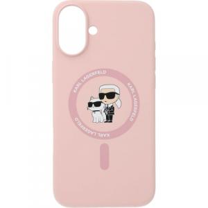 Etui Karl Lagerfeld Hard Case Silicone Karl & Choupette Heads Ring MagSafe do iPhone 16 Plus, różowe