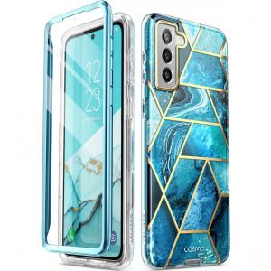 OUTLET: Etui pancerne Supcase i-Blason Cosmo SP Galaxy S22 5G, marmurowe niebieskie