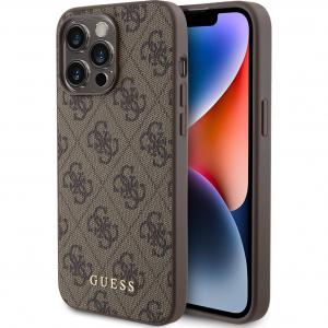 OUTLET: Etui Guess Hard Case 4G Metal Gold Logo do iPhone 15 Pro Max, brązowe