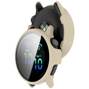 Etui ze szkłem do zegarka Bizon Case+Glass Watch do Garmin Vivoactive 6, beżowe