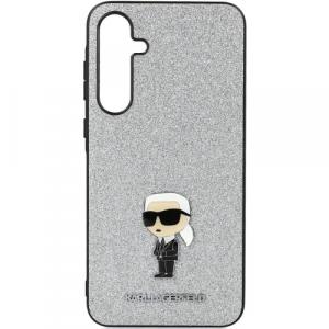 Etui Karl Lagerfeld Fixed Glitter Metal Ikonik do Galaxy A35 5G, srebrny