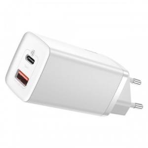 Ładowarka sieciowa Baseus GaN2 Lite, 1xUSB-A, 1xUSB-C, 65W, PD 3.0, QC 4.0+, biała