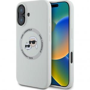 Etui Karl Lagerfeld Hard Case Silicone Karl & Choupette Heads Ring MagSafe do iPhone 16, beżowe