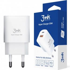 Ładowarka sieciowa 3mk Hyper Charger USB-A, USB-C QC 3.0, PD 20W, biała