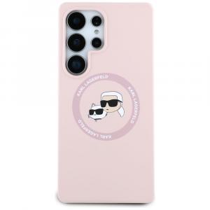 Etui Karl Lagerfeld Hard Case Silicone Karl & Choupette Heads Ring MagSafe do Galaxy S25 Ultra, różowe