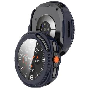 Etui ze szkłem do zegarka Bizon Case+Glass Watch do Galaxy Watch 8 Classic 46 mm, niebieskie