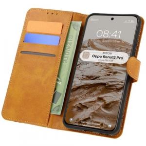 Etui z klapką Bizon Case Pocket do Oppo Reno 12 Pro, brązowe