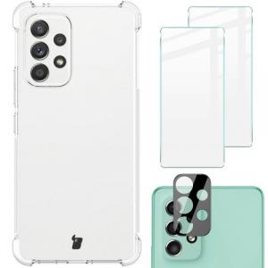 Etui + 2x szkło + obiektyw Bizon Case Clear Pack do Galaxy A73 5G, przezroczyste