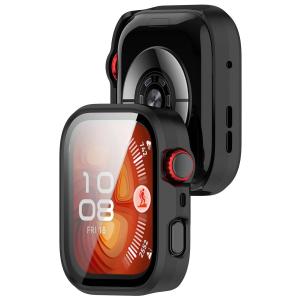 Etui ze szkłem do zegarka Bizon Case+Glass Watch do Huawei Watch Fit 4 Pro, matowe czarne