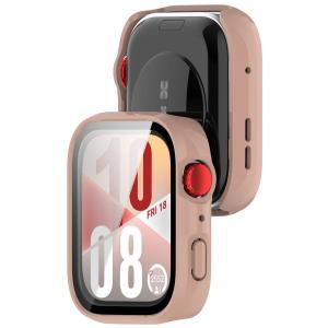Etui ze szkłem do zegarka Bizon Case+Glass Watch do Huawei Watch Fit 4, różowe