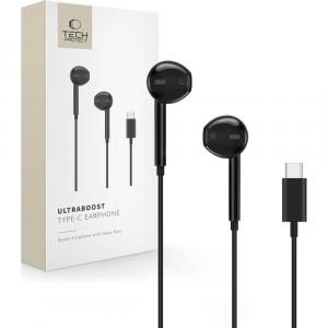 Słuchawki przewodowe douszne Tech-Protect UltraBoost Core, USB-C, 1.2 m, czarne
