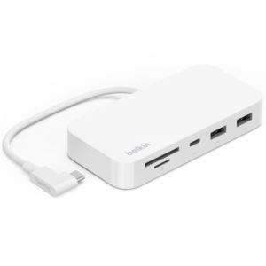 Adapter Belkin Connect USB-C do USB-A, USB-C, Ethernet, SD, microSD, biały