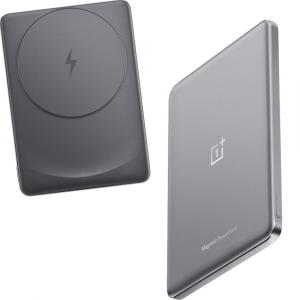 Powerbank magnetyczny indukcyjny, OnePlus Slim Magnetic 5000mAh, Qi/MagSafe + kabel USB-C, srebrno-szary