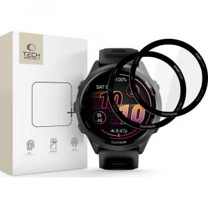 Szkło hybrydowe Tech-Protect Glass Flex+ do Garmin Forerunner 970 / 570 47mm, 2 sztuki, przezroczyste z czarną ramką