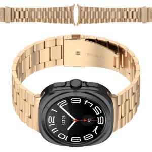 Pasek ze stali nierdzewnej Bizon Strap Watch Aura do Galaxy Watch Ultra 47 mm, różowozłoty