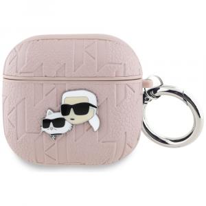 Etui Karl Lagerfeld Monogram Karl & Choupette Head do AirPods 4, różowe