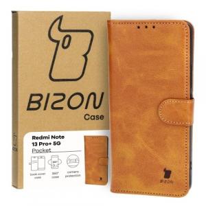 Etui z klapką Bizon Case Pocket do Xiaomi Redmi Note 13 Pro+ 5G, brązowe