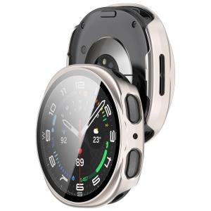 Etui ze szkłem do zegarka Bizon Case+Glass Watch do Galaxy Watch 8 44 mm, szampańskie