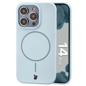 Silikonowe etui z pierścieniem magnetycznym Bizon Soft Case Magnetic do iPhone 14 Pro, błękitne