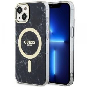 Etui Guess Hardcase Marble MagSafe do iPhone 14 Plus, czarne