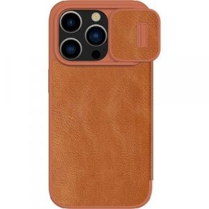 Etui Nillkin Qin Pro Leather z klapką do iPhone 15 Pro, brązowa