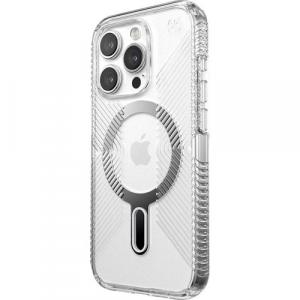 Etui Speck Presidio ClickLock Perfect-Clear MagSafe do iPhone 15 Pro, przezroczysto-chromowo-srebrne