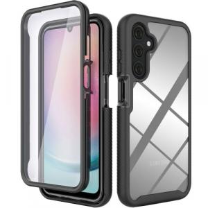 Etui z ochroną ekranu Tech-Protect Defense360 do Galaxy A25 5G, przezroczyste z czarną ramką